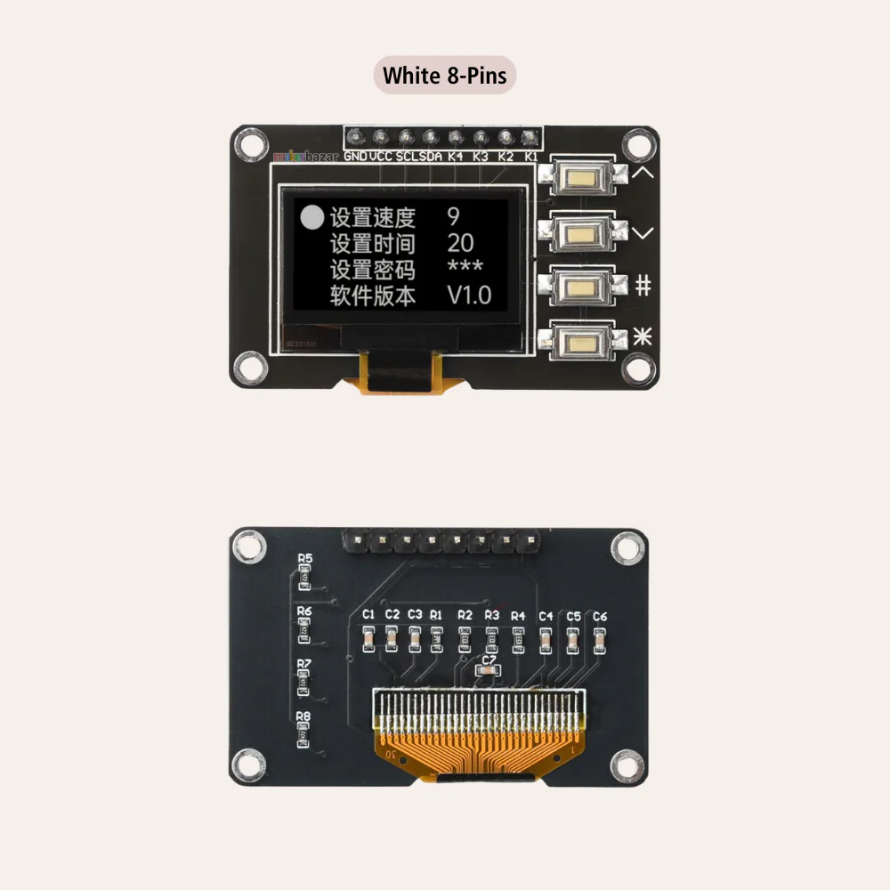 0.96In 12864 SSD1315 OLED I2C Display Module with 4 Buttons - Image 2