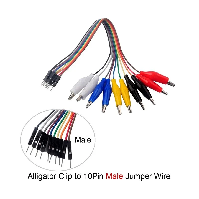 10pins Dupont Jumper Wire To Alligator Clip (20cm) - Image 2