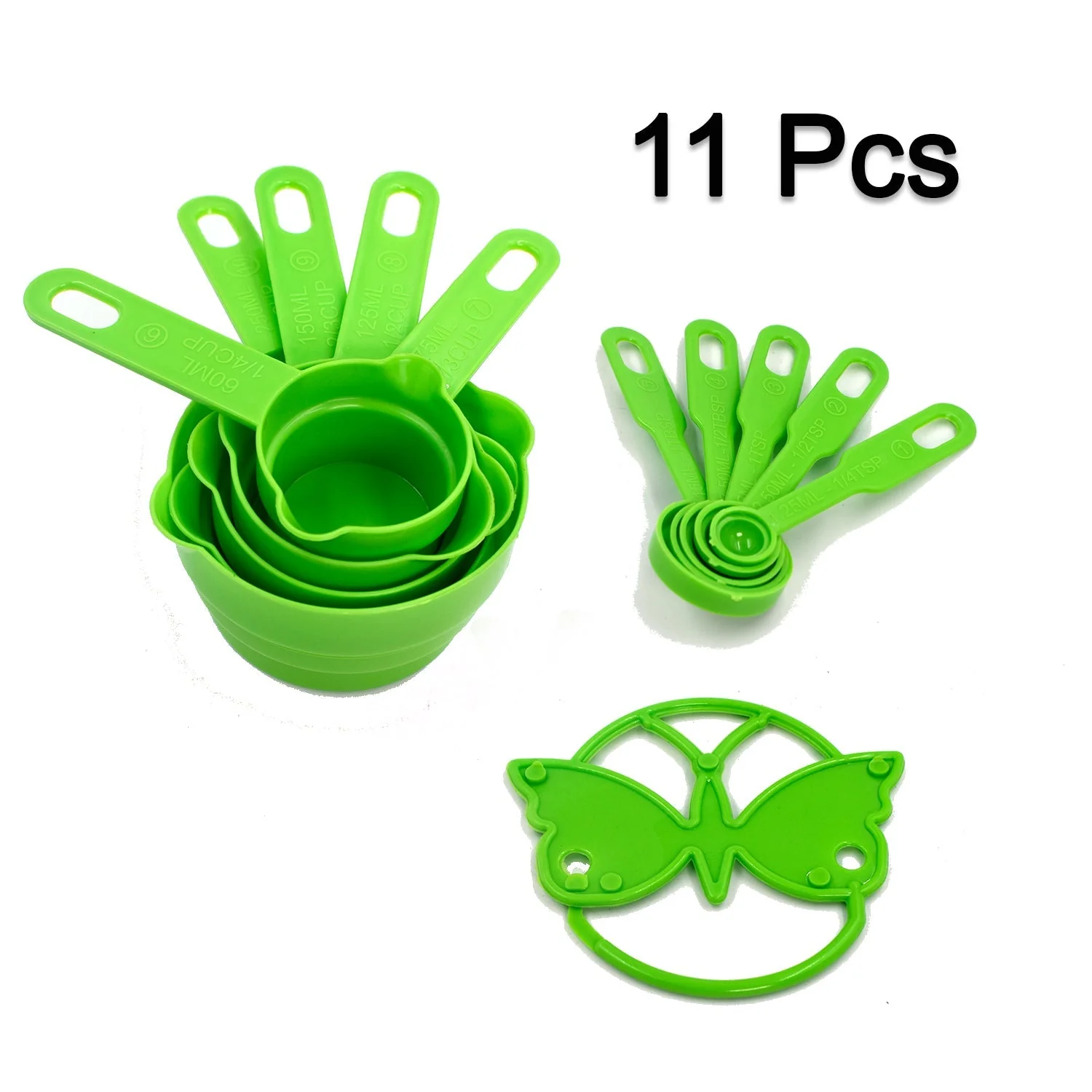 11 Pc Measuring Cup and Spoon Set - Green - Image 4
