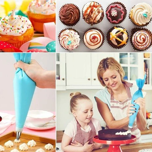 12 Piece Cake Decorating Set With Frosting Icing Piping Bag Tips and Steel Nozzles - Image 3