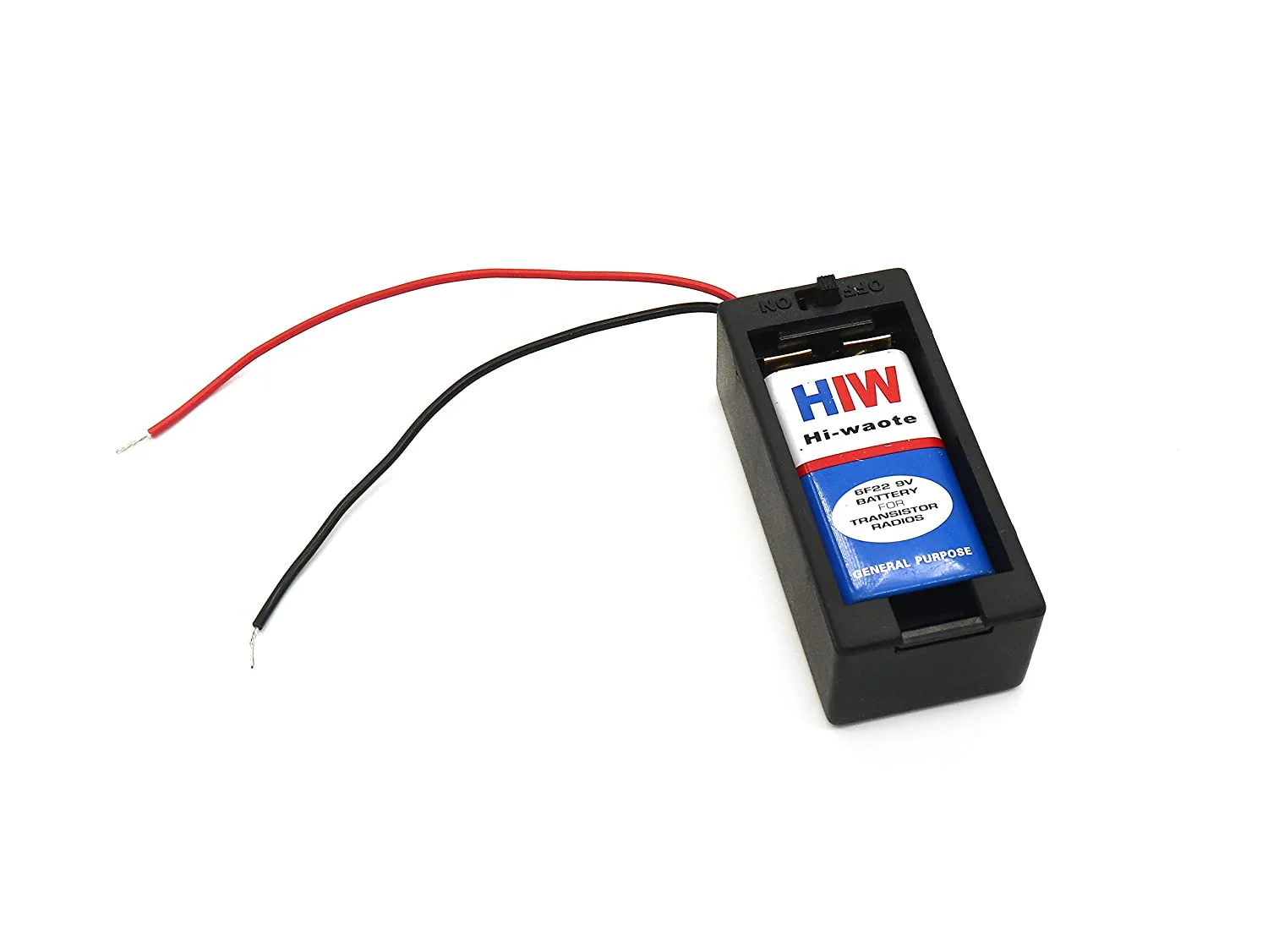 1x9v 9volt Battery Case Holder, Battery Holder Box with Tuck-in Cover ON/Off Switch With Wire - Image 3