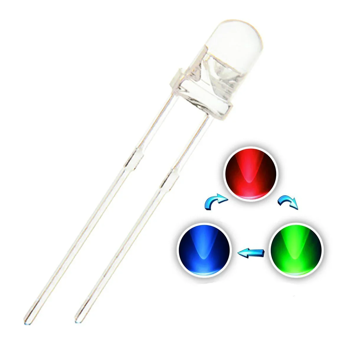 2-Pin DIP Bicolor/Tricolor LED Round-Top (Auto Flashing) - Image 4