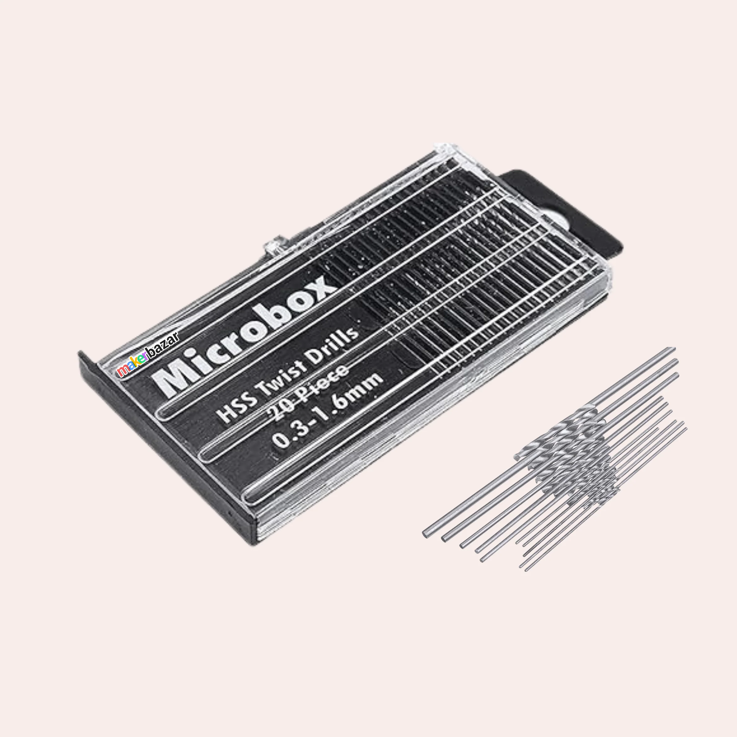 20pcs Micro HSS Twist Drill Bit Set 0.3mm–1.6mm for Model Craft and PCB Drilling