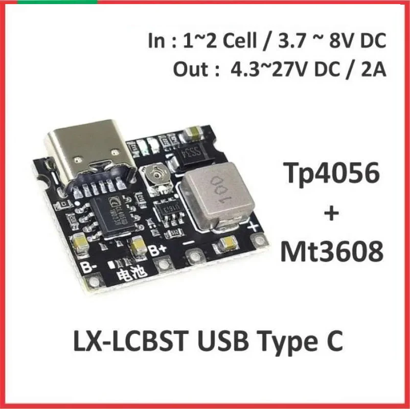 TP4056 Li-ion 18650 3.7V 4.2V Battery Charger Board DC-DC Step Up Boost Module - Image 3