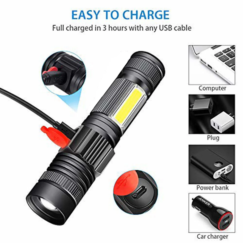 3-Mode LED Rechargeable Pocket Flashlight - Image 2