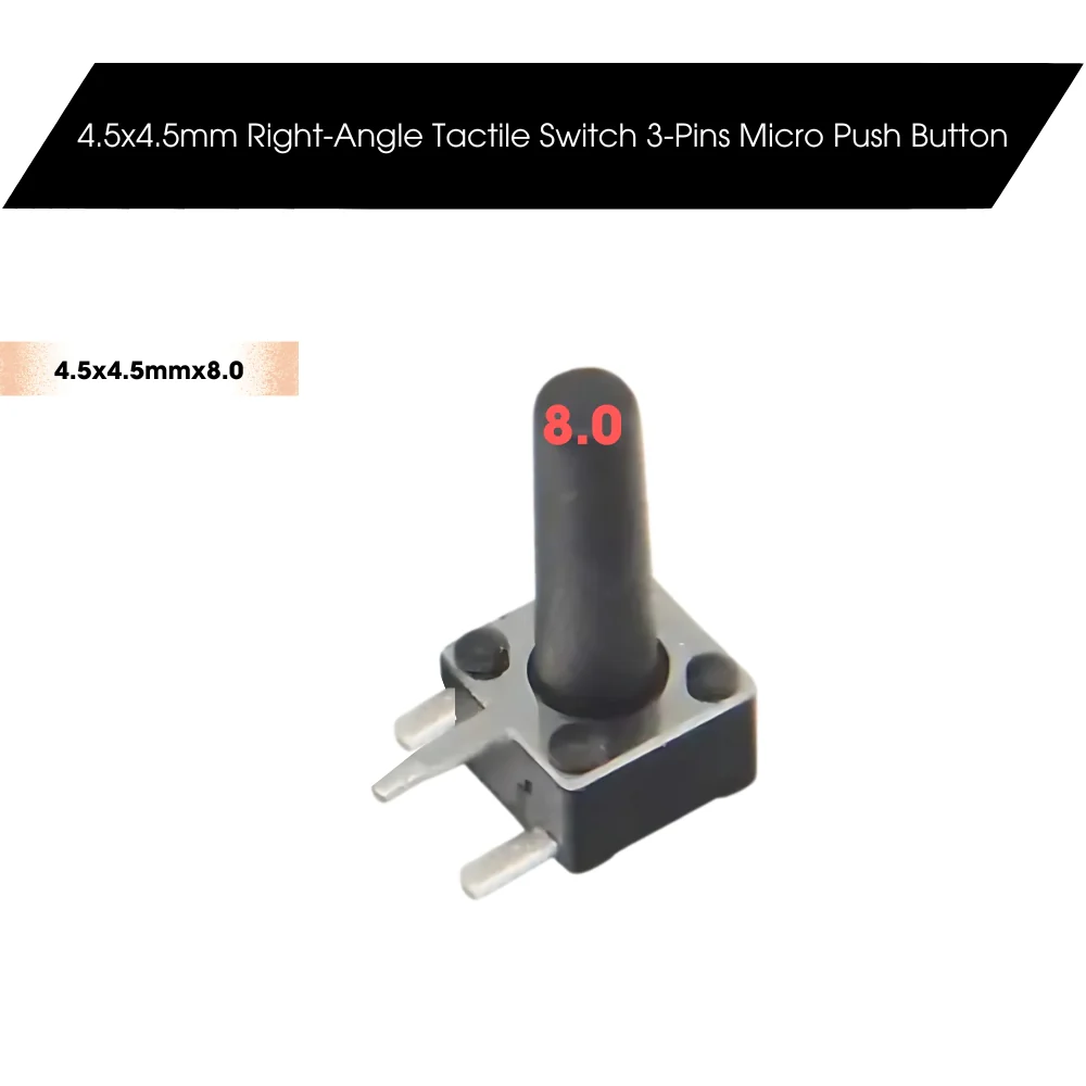 4.5x4.5mm Dip Right-Angle Tactile Switch 3-Pins Micro Push Button - Image 13