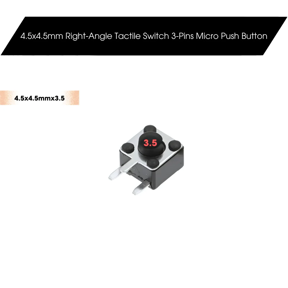 4.5x4.5mm Dip Right-Angle Tactile Switch 3-Pins Micro Push Button - Image 2