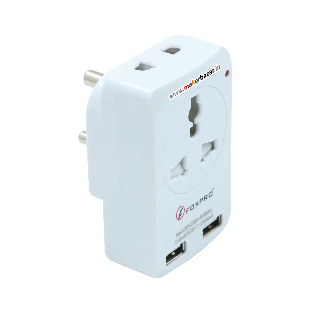 3 Pin Universal Travel Adaptor with 2 USB Port - Image 4