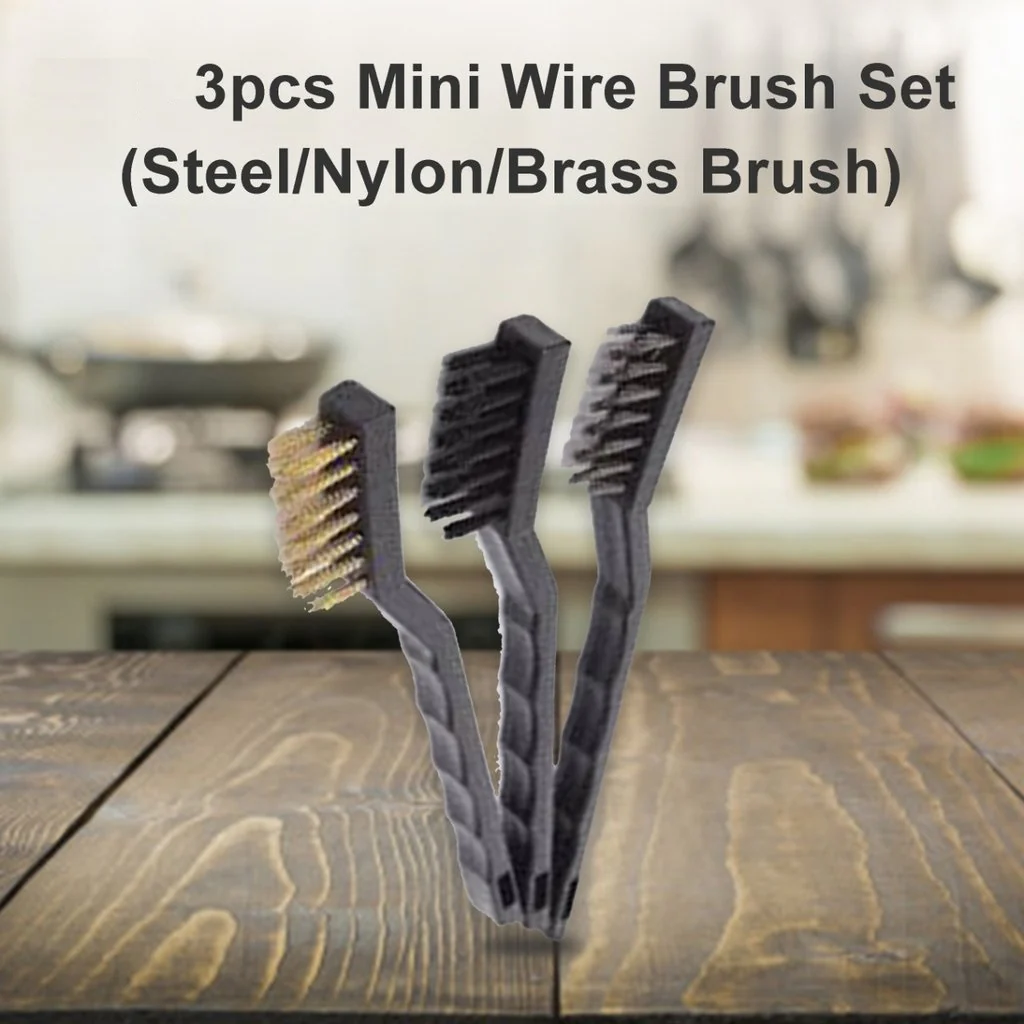 3pcs Mini Wire Brush Set (Steel/Nylon/Brass Brush) For DIY/Cars/Bike/Home Use - Image 4