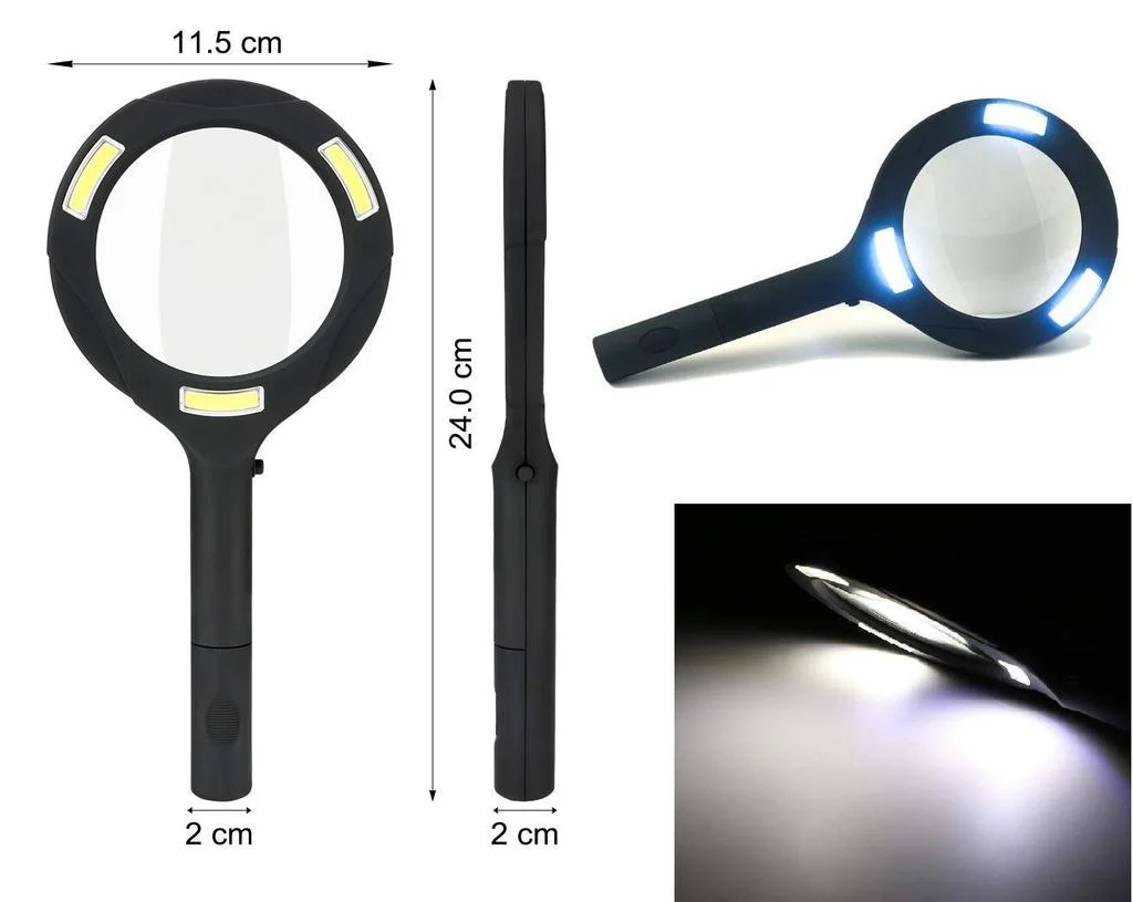 3X Power Lens and Rubberized Handle Magnifying Glass With Leds - Image 3