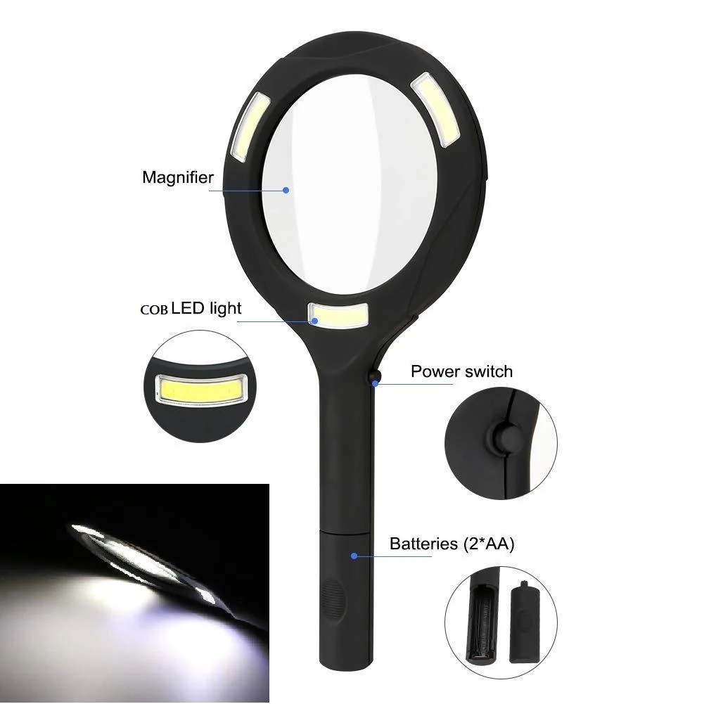 3X Power Lens and Rubberized Handle Magnifying Glass With Leds - Image 4
