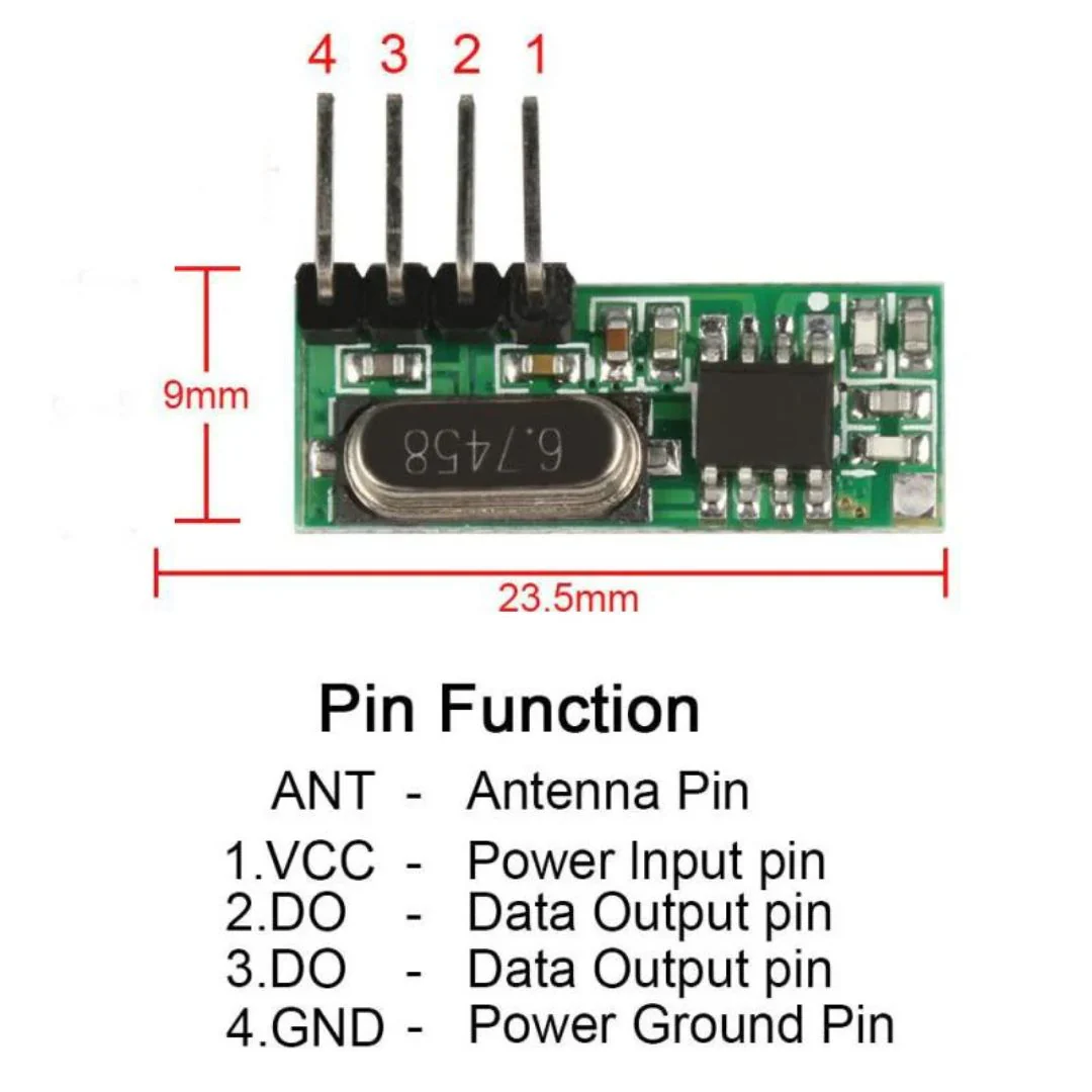 433MHz RF Receiver Module with Antenna - Image 4