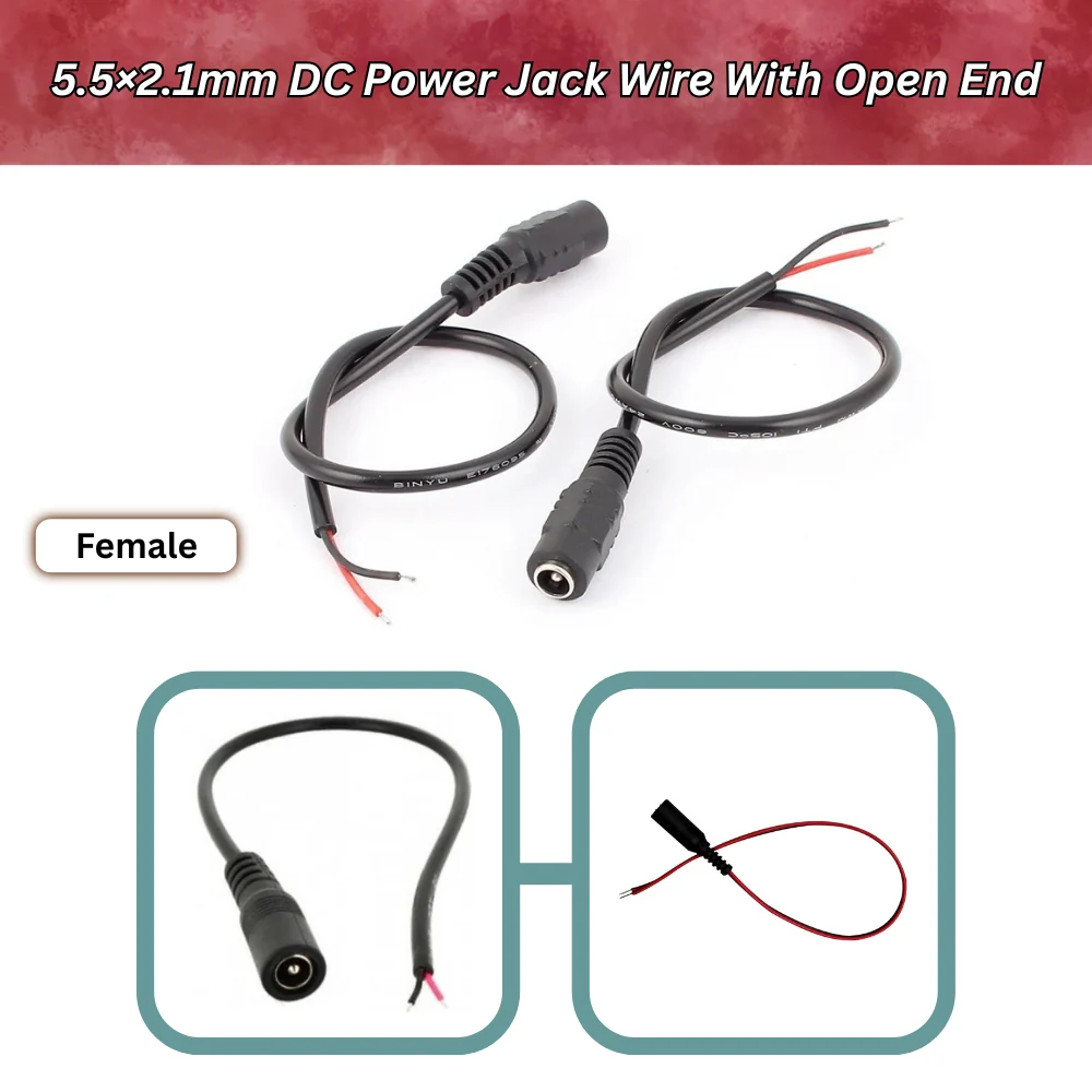 5.5×2.1mm DC Power Jack Wire With Open End - Image 2