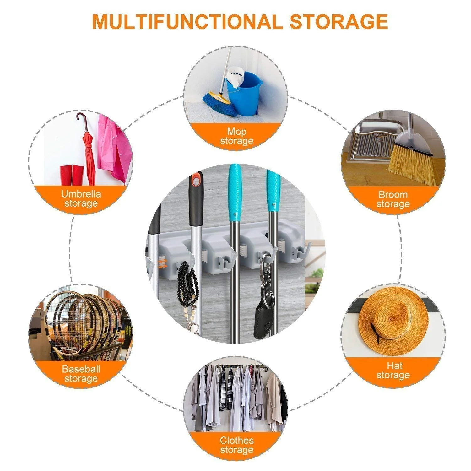 5 Slots Mop & Broom Holder - Image 9