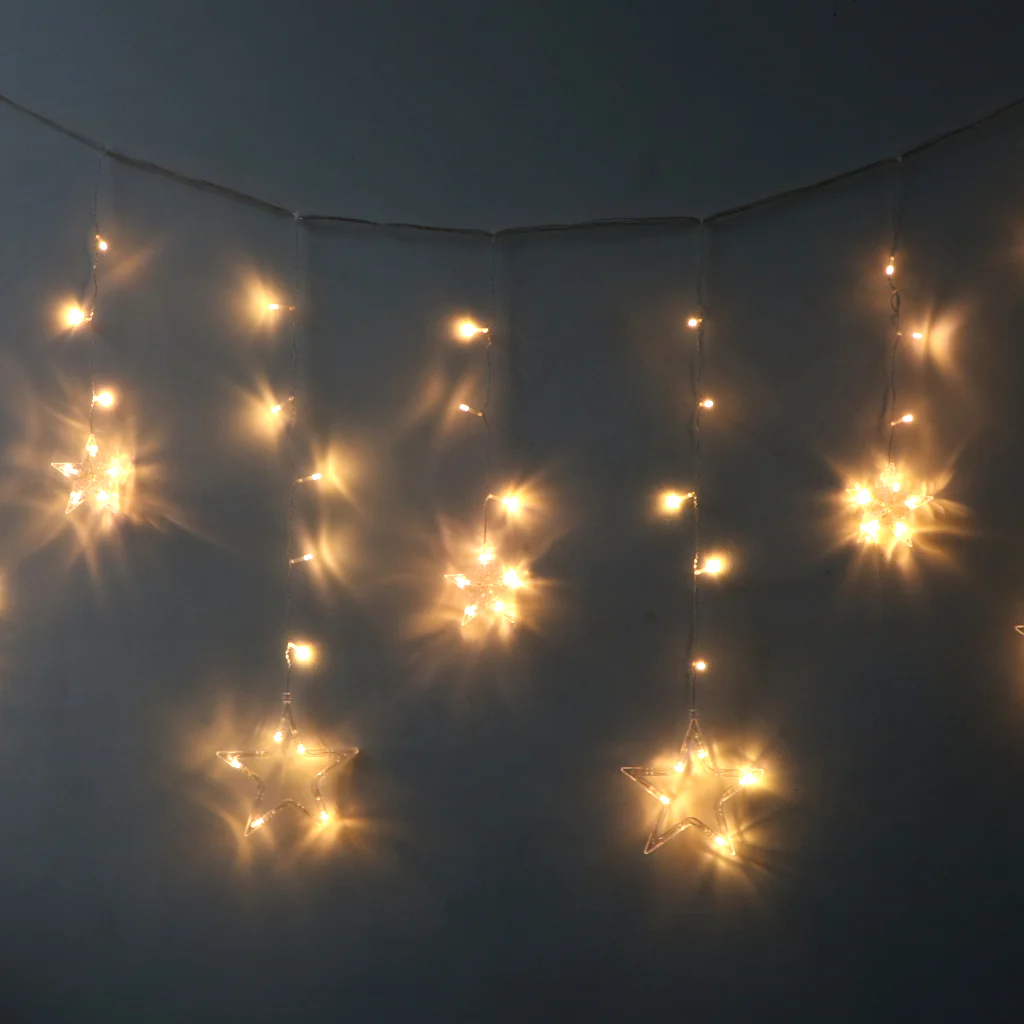 6+6 Warm White Star LED Curtain Lights - Image 6