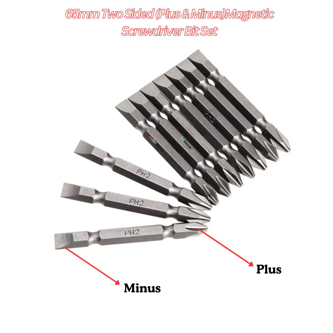 10pcs 65mm PH2 Two Sided Magnetic Screwdriver Bit Set - Image 3
