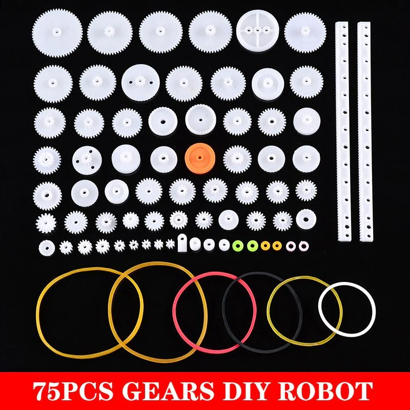 75Pcs Plastic Gear Assorted Kit Set with Various Gear and Axle Belt, Bushings and Pulleys for DIY Car Robot Project - Image 10