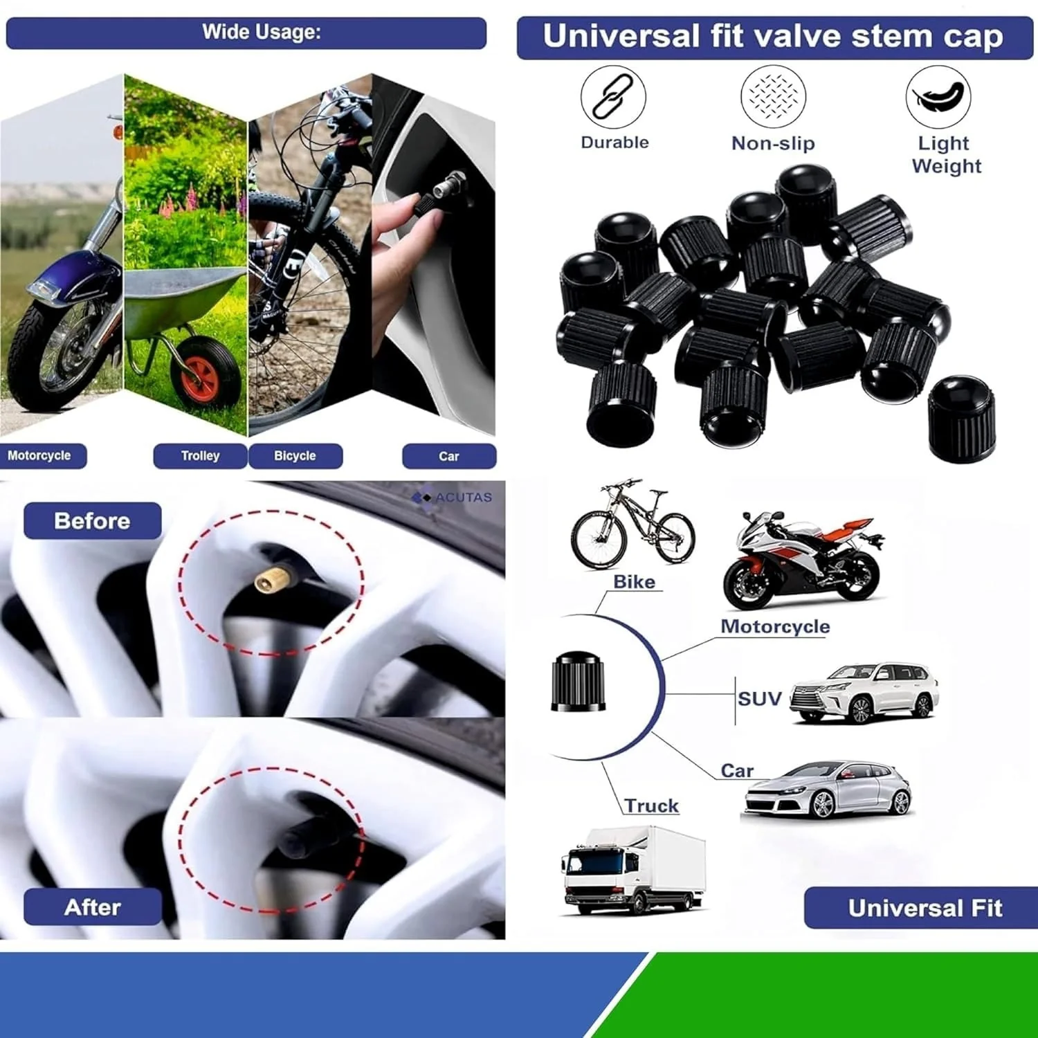 8 in 1 Tubeless Tyre Puncture Kit with Probe, Reamer, Knife,10 Rubber Strips, Valve Cap,Gloves, Plier, Storage Bag for Cars, Bike - Image 4