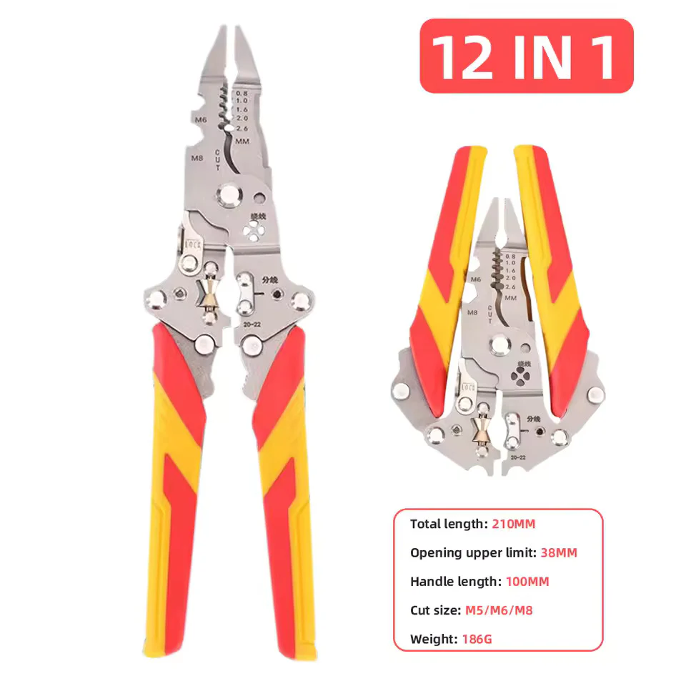 Foldable Multifunctional Wire Stripper Crimper Cable Cutter Pliers - Image 8