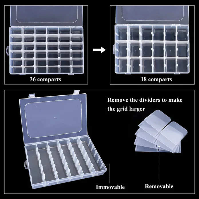 Adjustable Partition Clear Plastic Box Component Organiser - Image 8