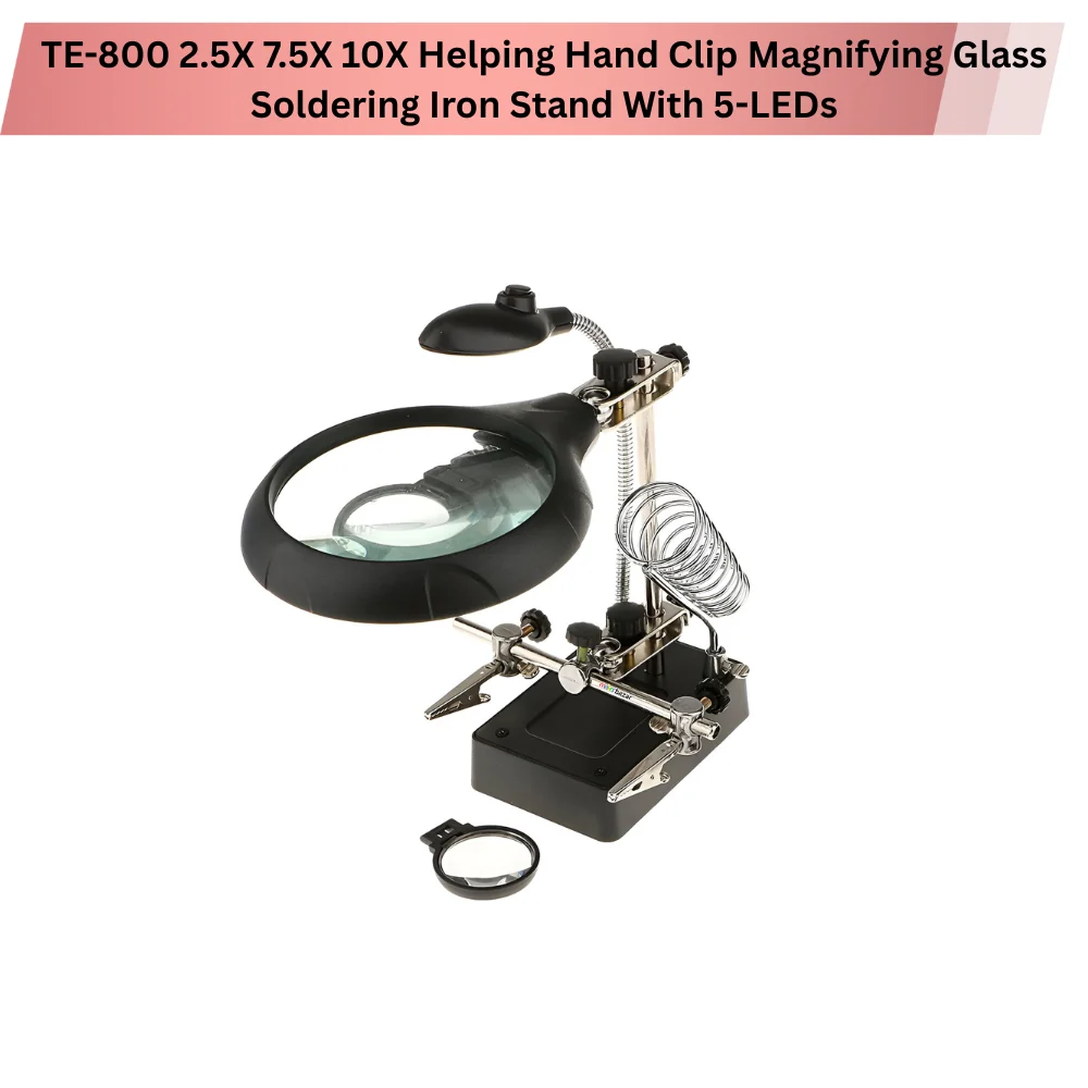 Third Helping Hand Soldering Iron Stand with Magnifier, Auxiliary Clips and LEDs - Image 5