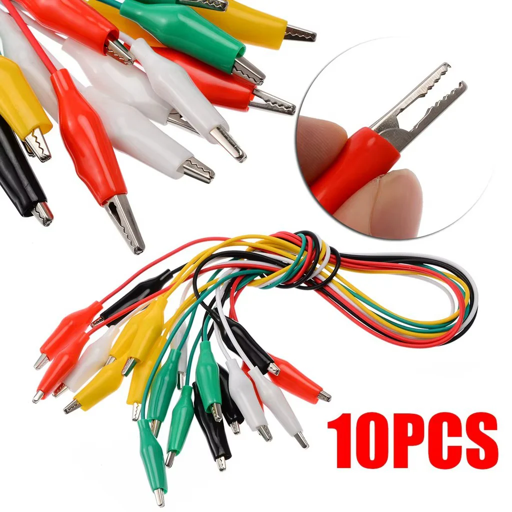 Multicolor Alligator Crocodile Clips Electrical Test Lead Wire 19in/50cm