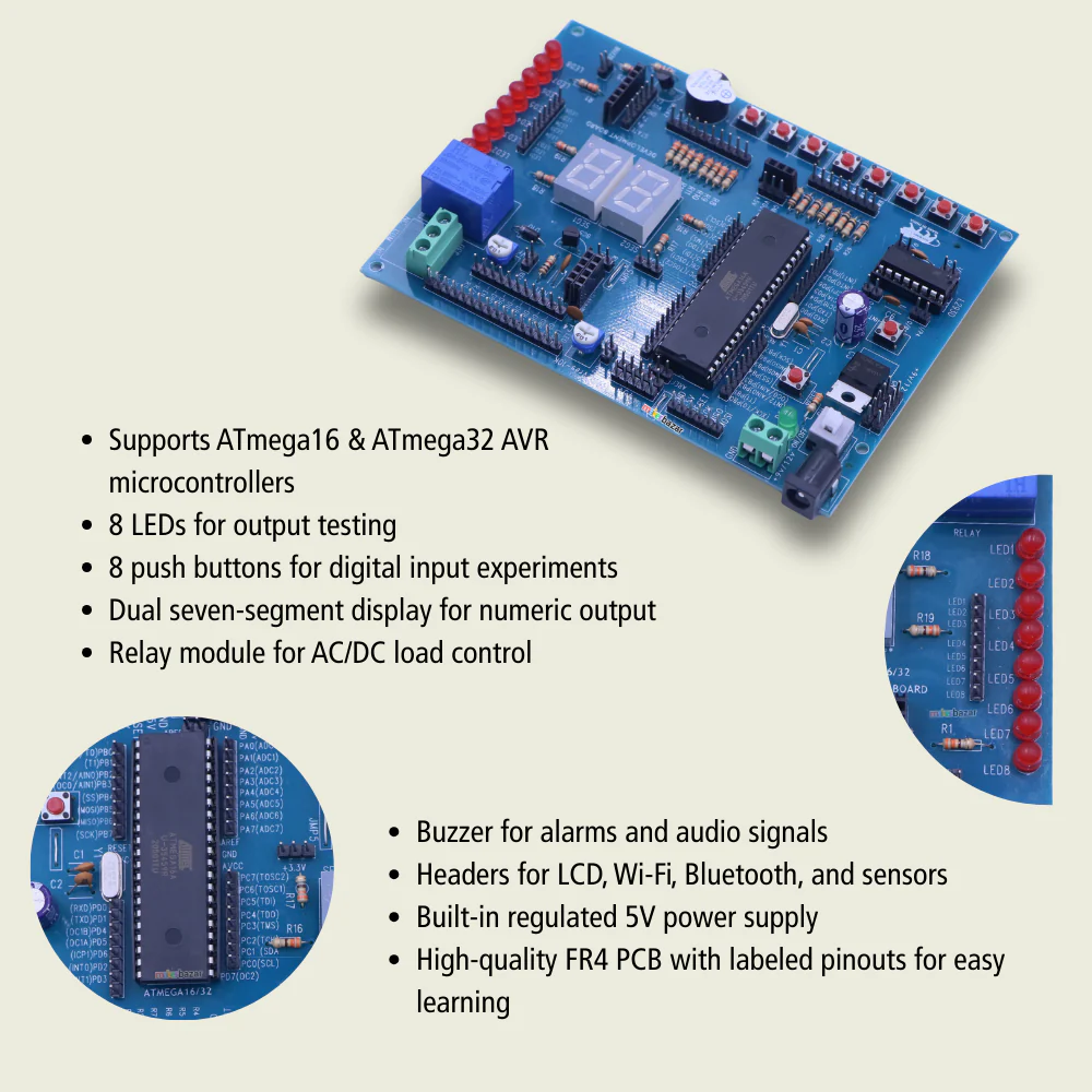 ATmega16/32 Development Board | AVR Microcontroller Training & IoT Prototyping Kit - Image 3