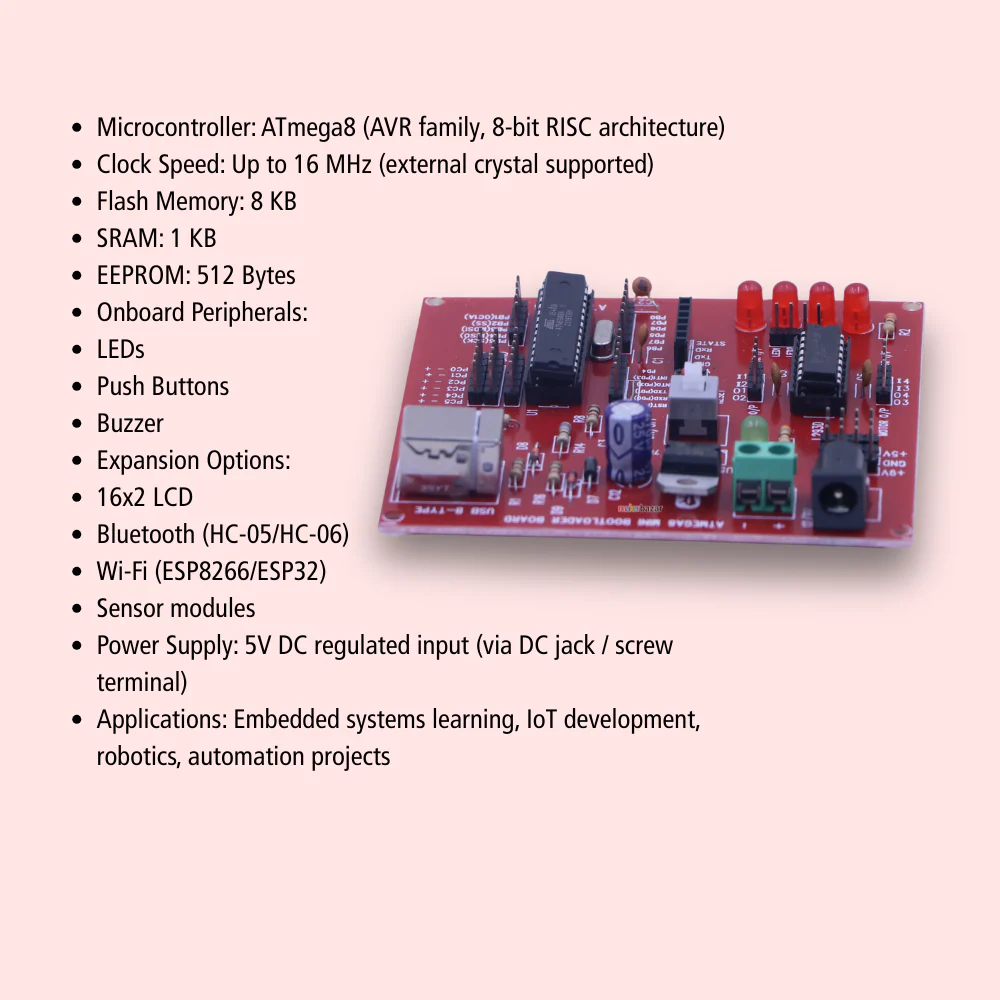 ATmega8 V1.0 Mini Development Board | AVR Microcontroller Trainer Kit for Embedded Systems - Image 3