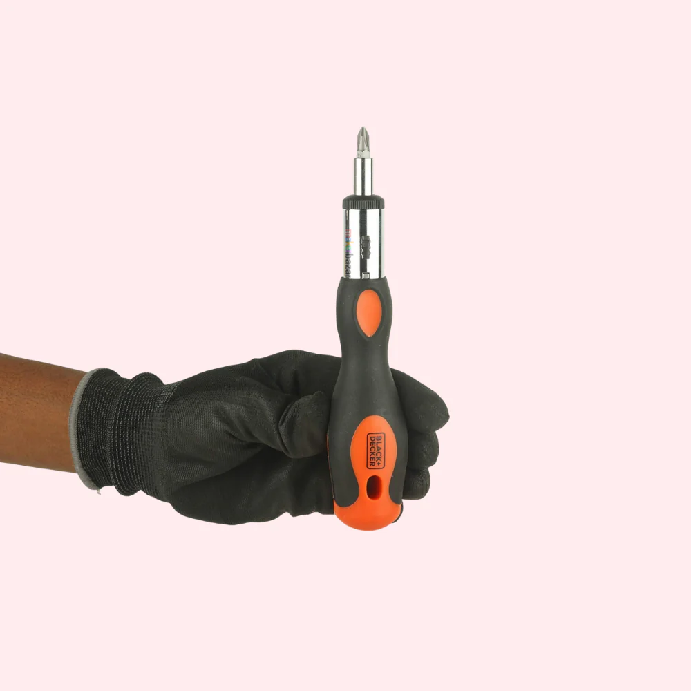Black+Decker BDHT68127 10-in-1 Ratchet Handle Screwdriver Set – Multi-Bit Alloy Steel Precision Tool