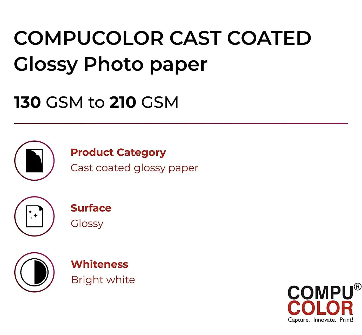 Compu Color: A4 Inkjet Glossy 180 GSM Photo Imaging Paper - Image 2