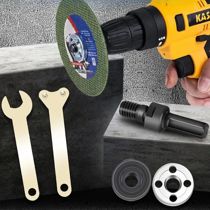 Drill Angle Grinder Adapter with Flange Nut Parts 5pcs Set - Image 2