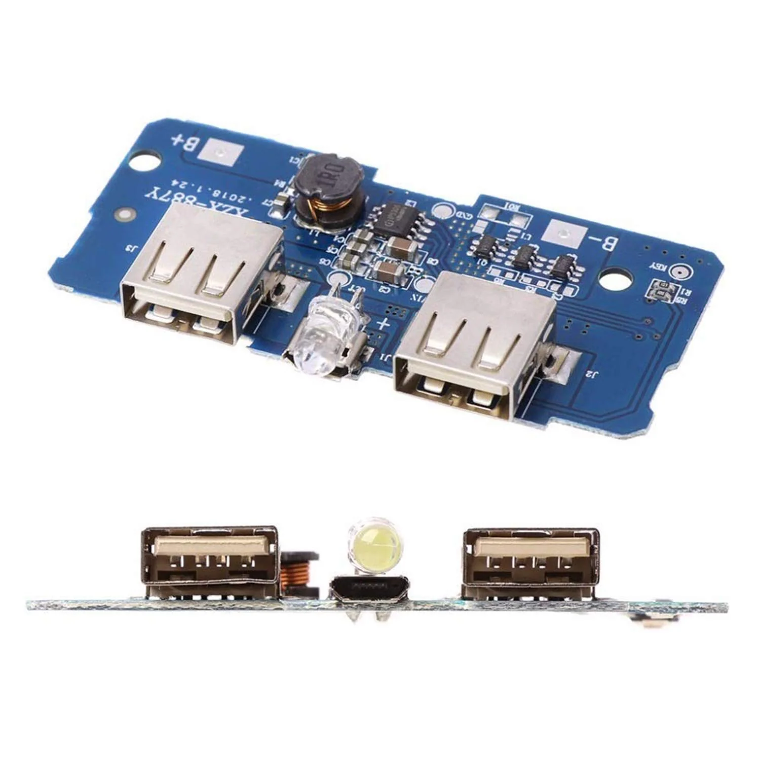 Dual USB 3.7v to 5V 2A Power Bank DIY 18650 Li-Ion Charger with Indicator Led [Blue] - Image 4