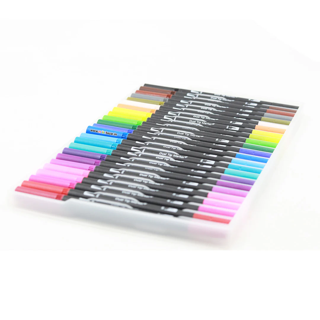 24 Colors Shades of Dual Tip Brush and Pen Combination Set - Image 6