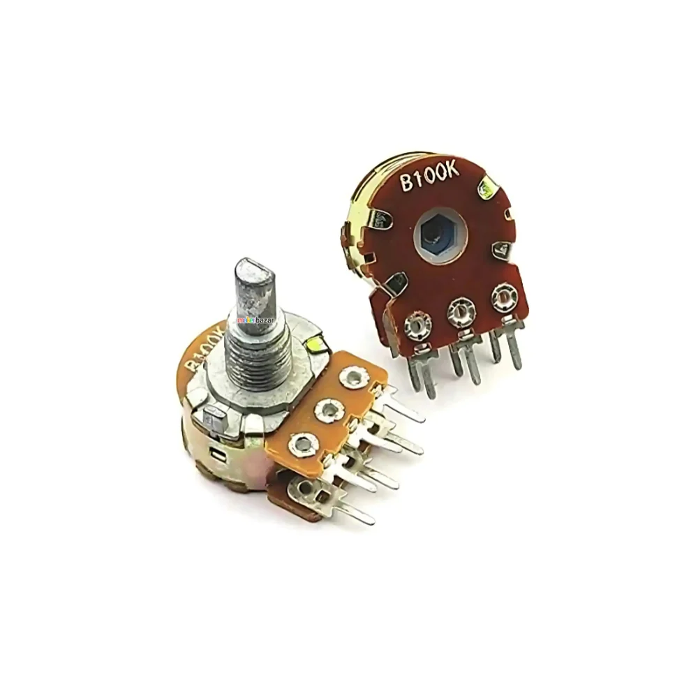 WH148-1B-2-4F 6-Pin Dual Gang Rotary Potentiometer - Image 3