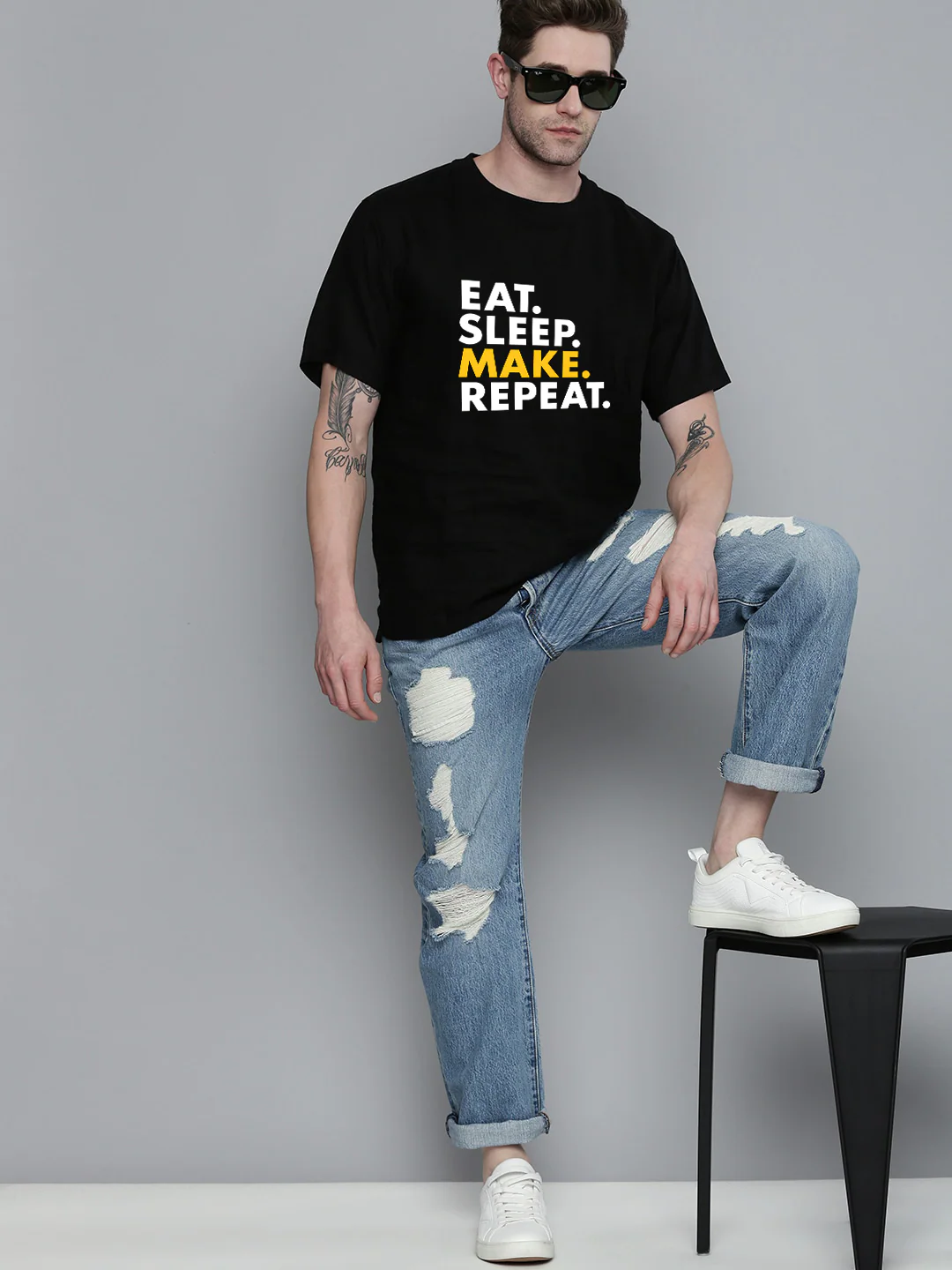 Eat Sleep Make Repeat Half Sleeve T-shirt - Image 4