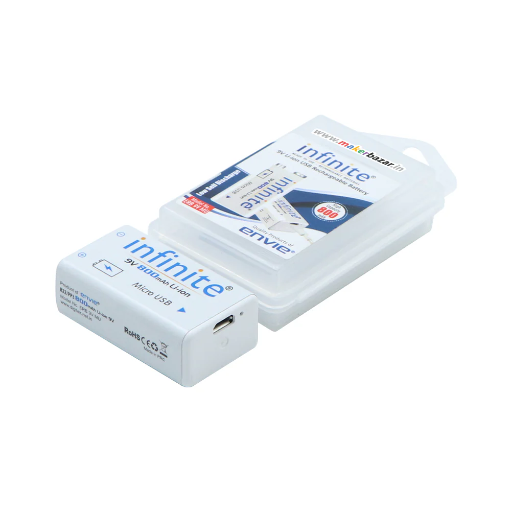 Envie: Infinite ERB-9V-MU 9volt 800mAh USB Rechargeable Li-ion Battery - Image 6
