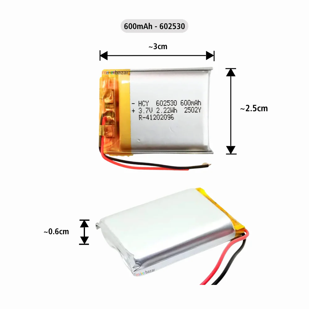 Generic: 3.7V 600mAh Lithium Polymer Battery - Image 4