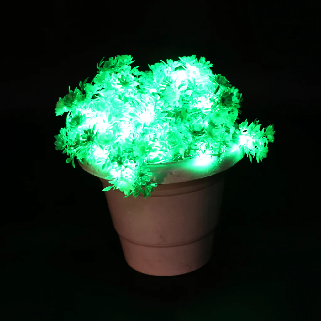 Green Leaves + Flowers 24 LED String Fairy Lights - Image 9