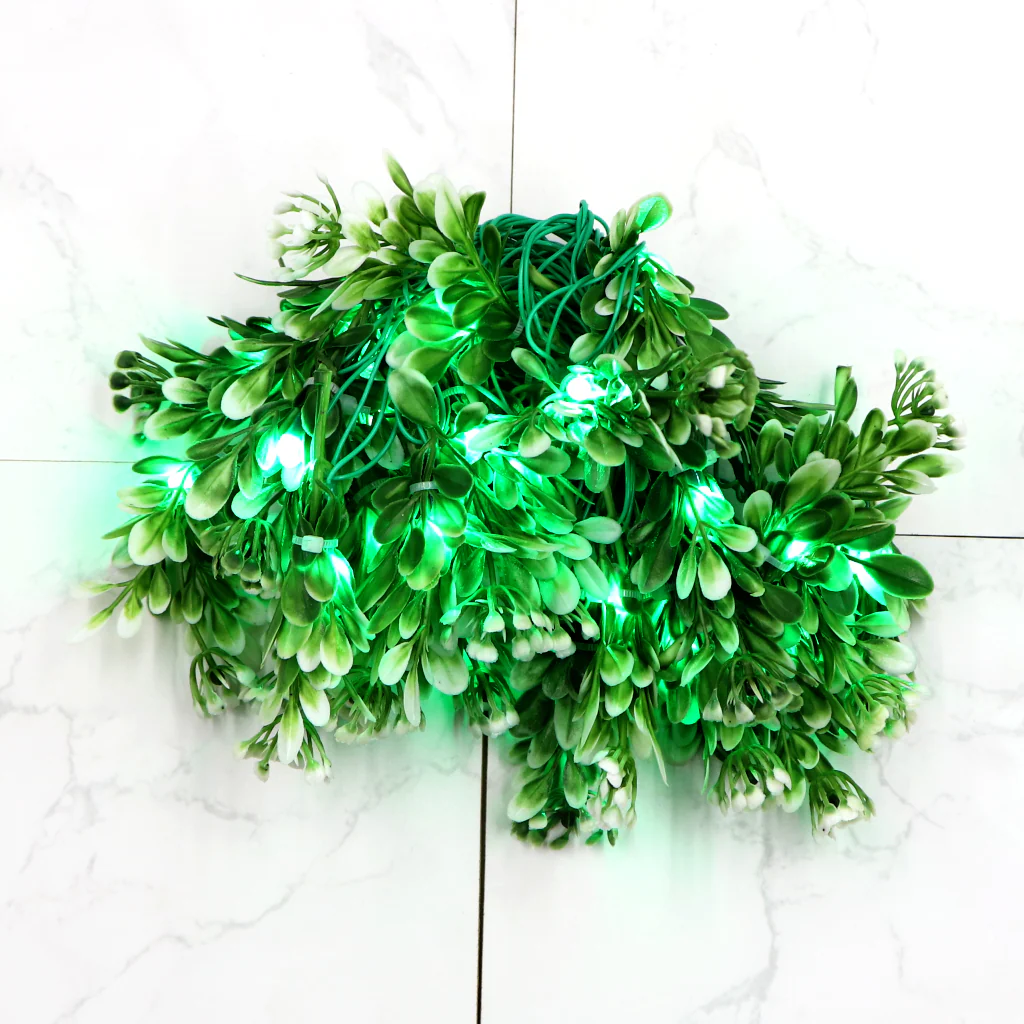 Green Leaves with White Tip 24 LED String Fairy Lights - Image 5