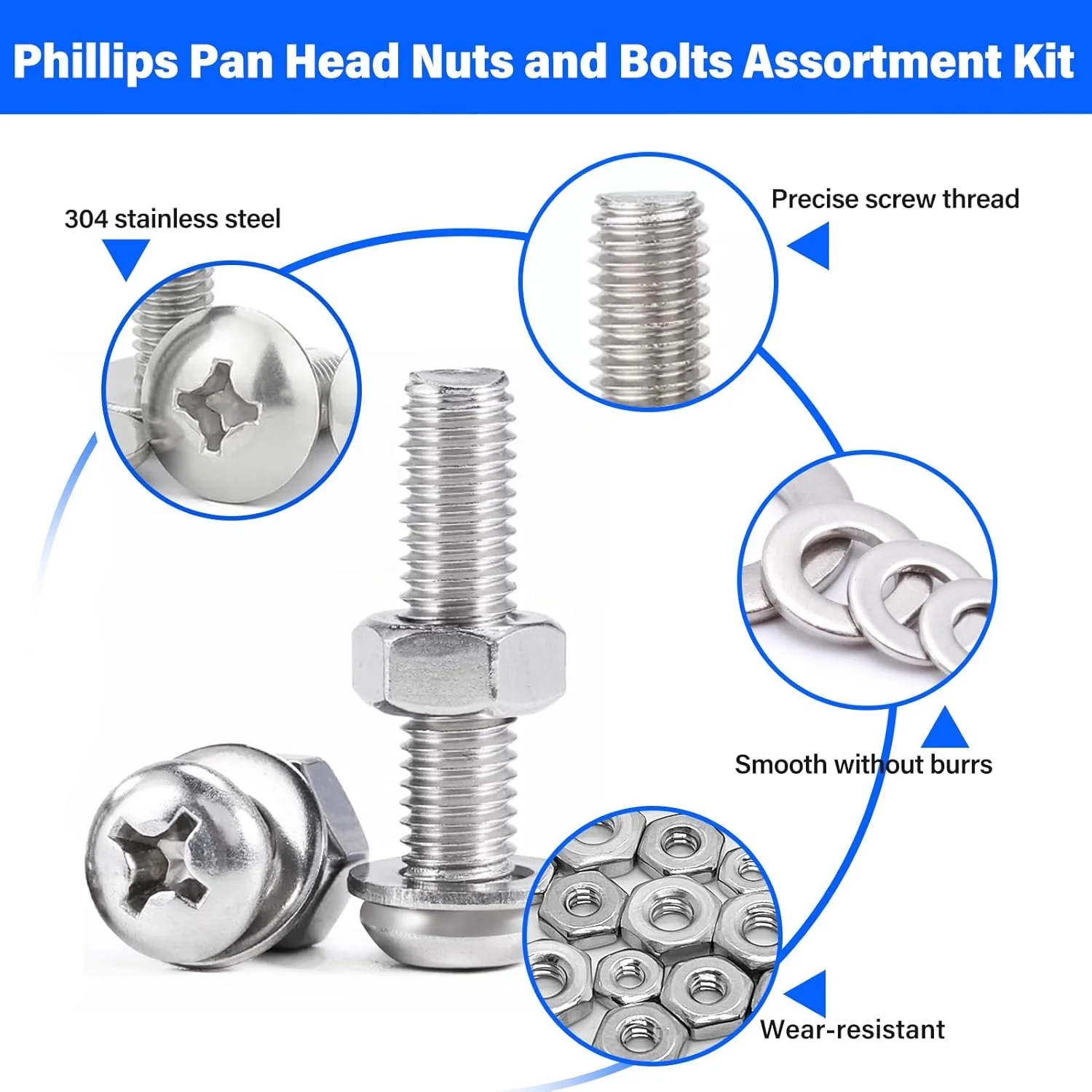 1110PCS Heavy Duty Bolt and Nut Assortment Kit (#4-40#6-32#8-32#10-24） - Image 4