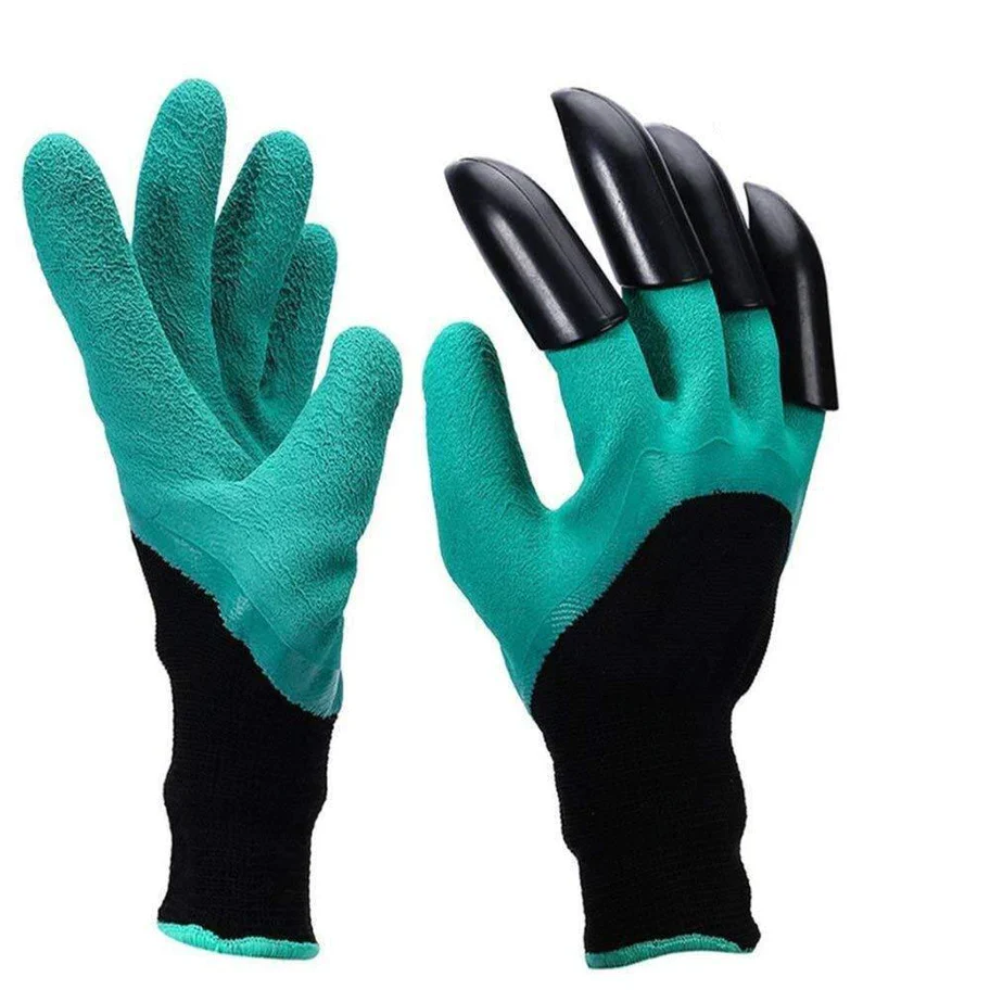 Heavy Duty Garden Farming Gloves (Pair) Washable with Right Hand Fingertips (Green) - Image 2
