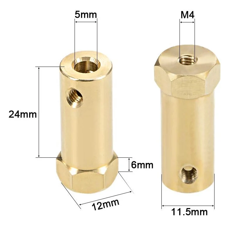 Hexagonal Brass Shaft Coupling for Robot Smart Car Motor Wheel - Image 18
