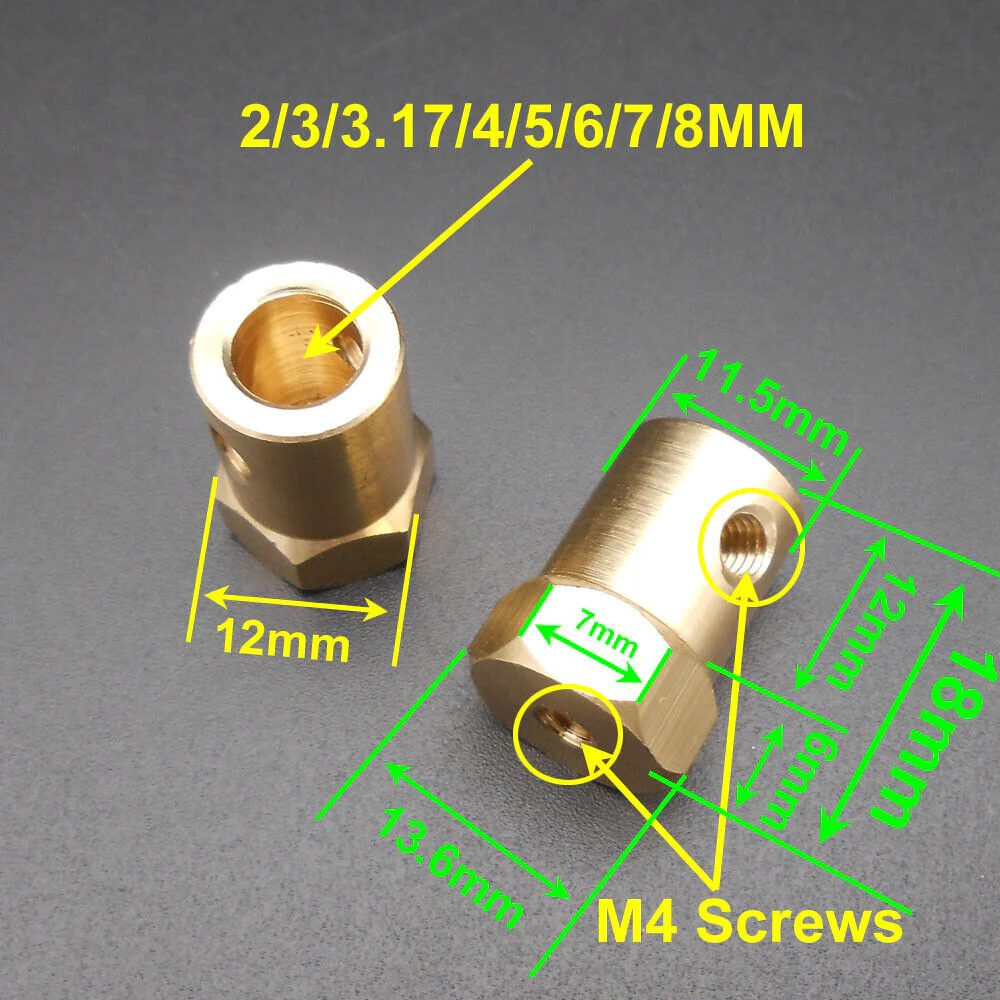 Hexagonal Brass Shaft Coupling for Robot Smart Car Motor Wheel - Image 4