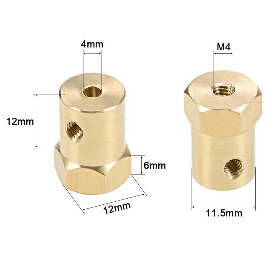 Hexagonal Brass Shaft Coupling for Robot Smart Car Motor Wheel - Image 8