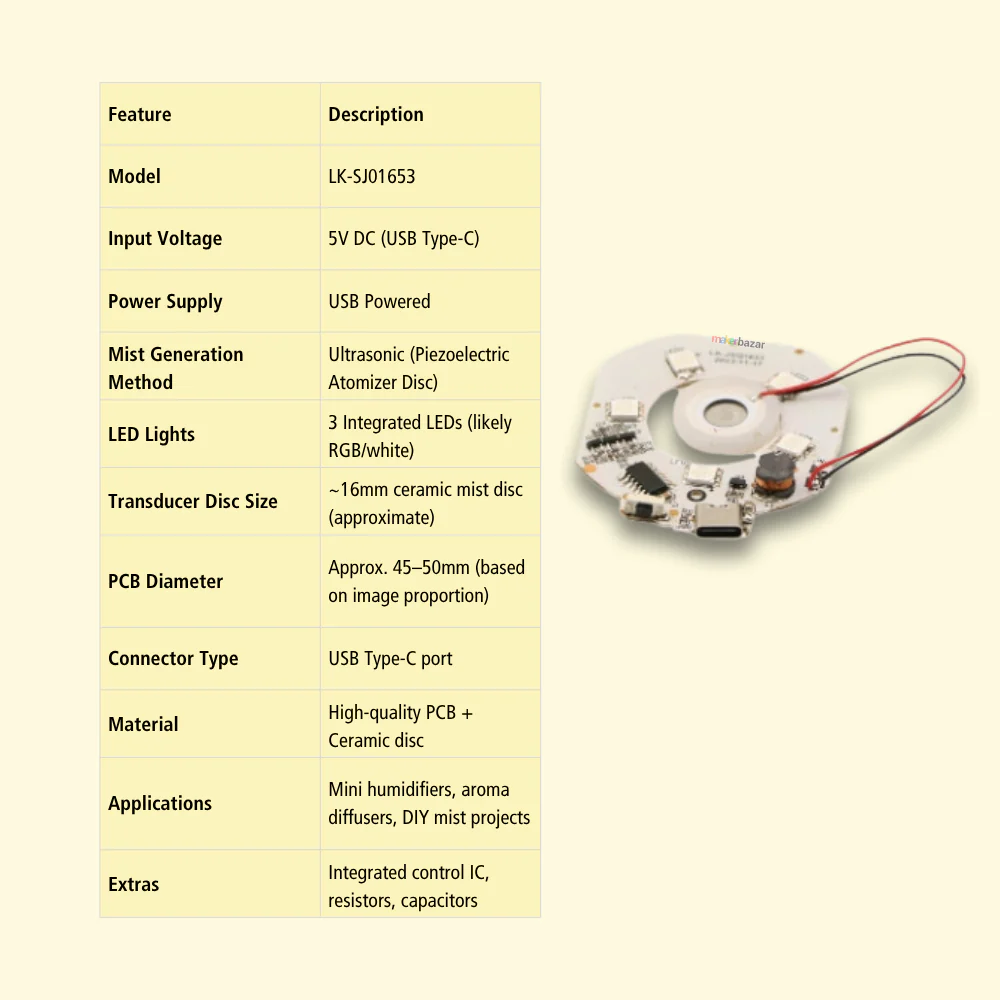 Humidifier Atomizer Circuit Board with LED Ring - Image 2
