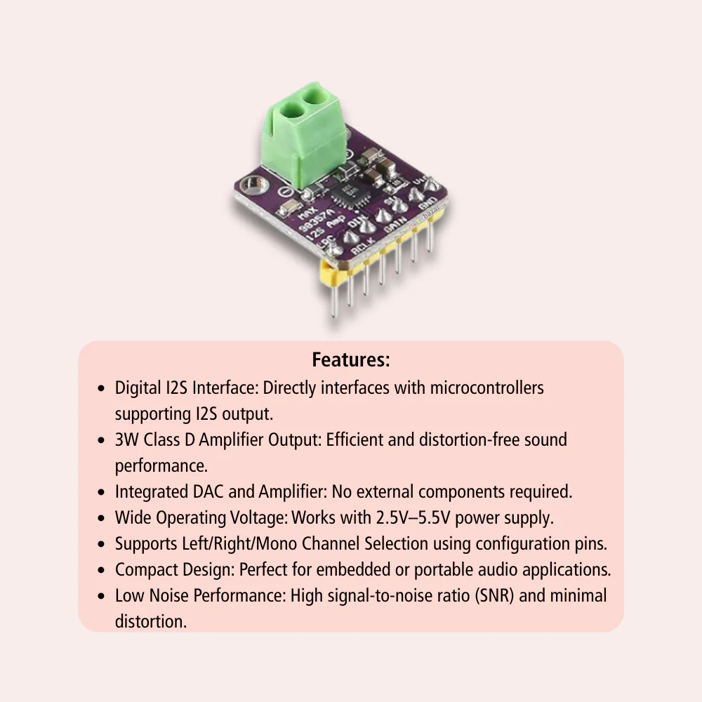 MAX98357 I2S 3W Class D Audio Decoder Module - Image 5