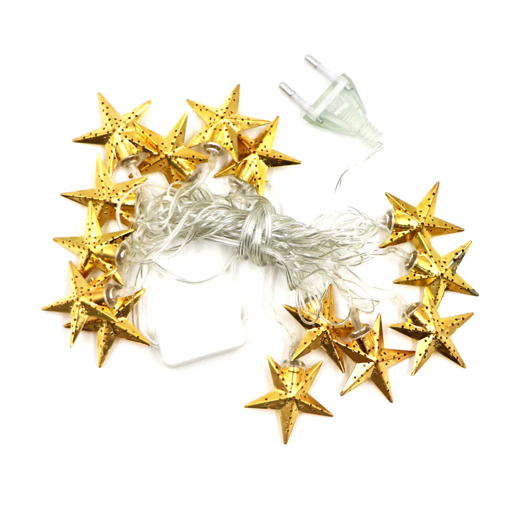 Metal Star Shape 14 LED Golden String Lights - Image 7