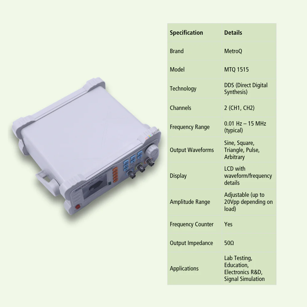 MetroQ MTQ1515 DDS Signal Generator/Counter – Dual Channel Function Generator - Image 5