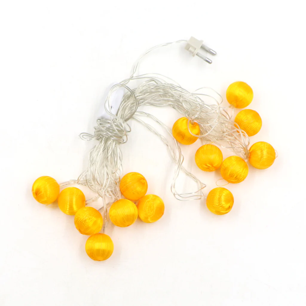 Mini Yellow Thread Balls 14 LED String Fairy Lights - Image 3
