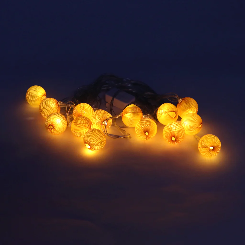 Mini Yellow Thread Balls 14 LED String Fairy Lights - Image 4